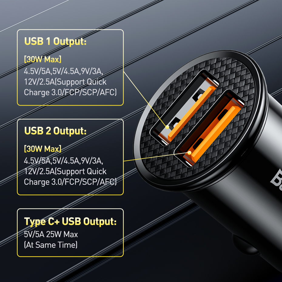 Автомобильное Зарядное Устройство Baseus 30 Вт, Быстрая Зарядка 4,0 3,0, USB Type C PD 3,0 Для iPhone X XS Max SCP