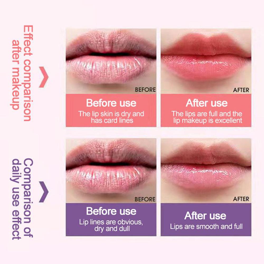 Paquete de 2 bálsamo labial de fresa, mascarilla hidratante de gelatina para labios, antigrietas, desvanece las líneas de los labios, barras de labios nutritivas, Base para el cuidado de la piel de los labios