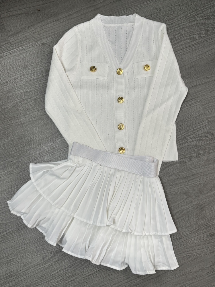 Inverno elegante de malha conjunto de duas peças feminino com decote em v camisola topos + saia bolo feminino casual moda coreana magro vintage conjunto 2024 novo