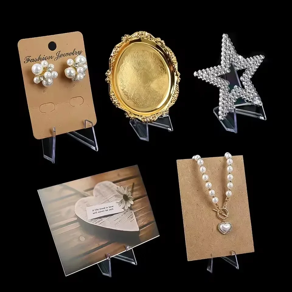 30-1PCS Triangular Card Display Stand Mini Acrylic Idol Photo Picture Holder Stands for Coin Sports Trading Cards Display Racks