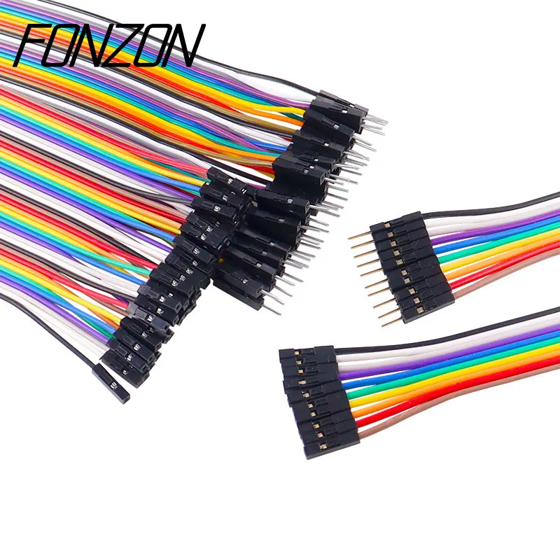 Cables de puente para placa de pruebas, 10-40cm, 10-40 pines, longitud opcional, Kit surtido de cables Dupont, Cables de cinta multicolores hembra a macho