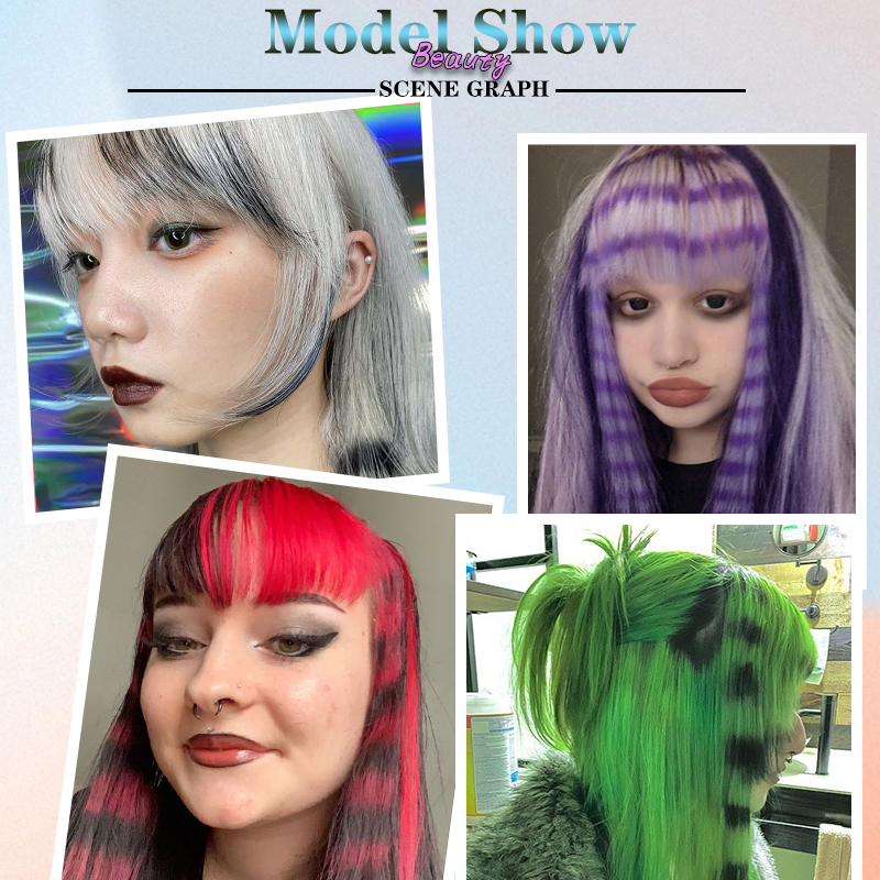 MSTN Grampo sintético colorido e vibrante com estampa de leopardo em extensões de cabelo para uso diário e de festa para crianças e cosplay estilo Y2K