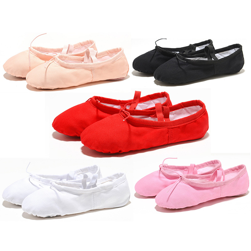 Zapatillas de cabeza plana para niños, zapatillas de ballet suaves, zapatillas de danza del vientre, yoga, gimnasio, blanco y negro, mujeres y hombres