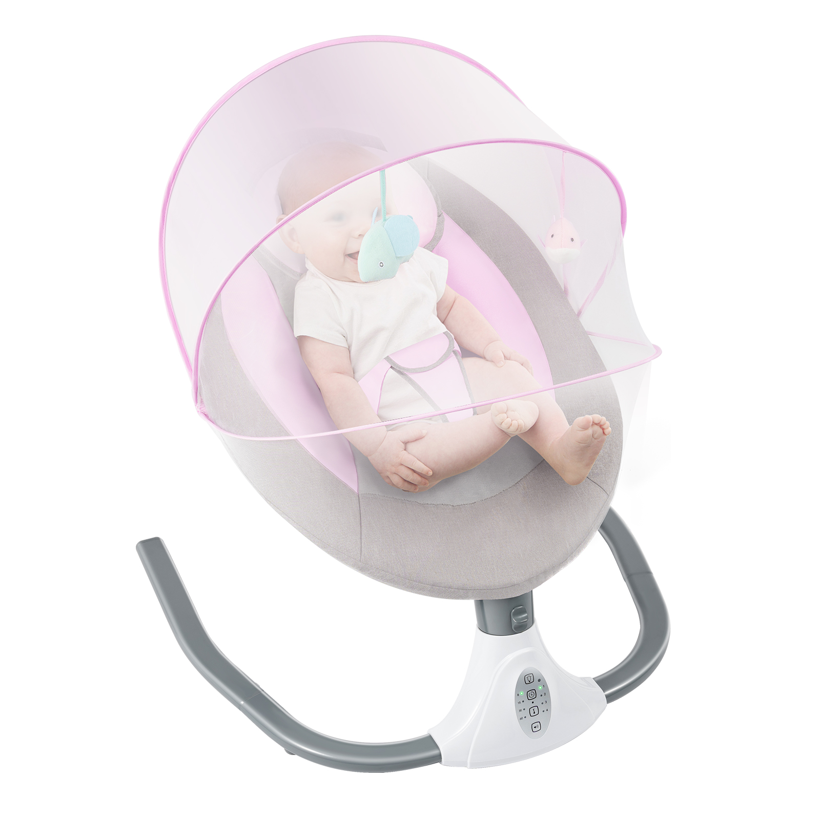 Balançoire électrique pour bébé, chaise à bascule pliante avec télécommande, avec moustiquaire et poupées, berceau pour bébé de 0 à 18 mois
