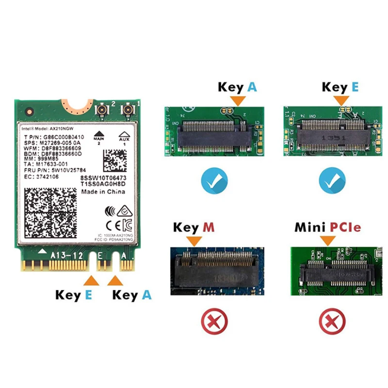 Banda Dual 2,4 Gbps Intel Wi-Fi 6E AX200 AX200NGW 802.11ax/ac MU-MIMO 2x2 módulo Wifi NGFF M.2 Bluetooth 5,1 tarjeta de red