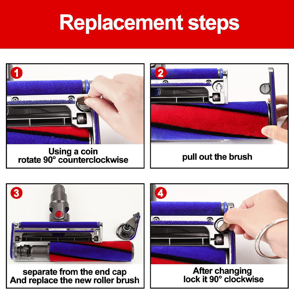 Escova de rolo macia compatível com acessório de peça de reposição para aspirador de pó Dyson V6, V7, V8, V10 e V11