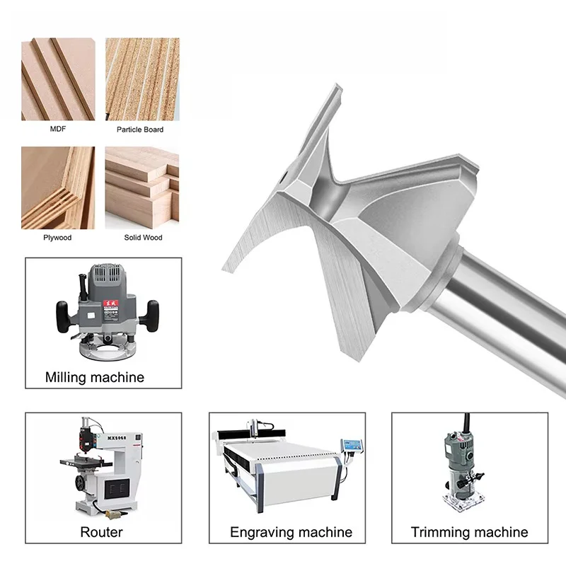 HUHAO 1/2 นิ้ว 1/4 นิ้ว Shank Arc ดัดแบบบูรณาการเครื่องตัดไม้ R10 R18 R30 Router Bits สําหรับงานไม้เครื่องตัด