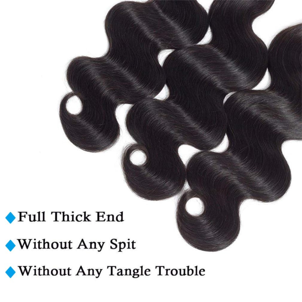 ブラジルのナチュラルブラックボディウェーブエクステンション,レミーの人間の髪の毛,100% 未処理,1b,3個