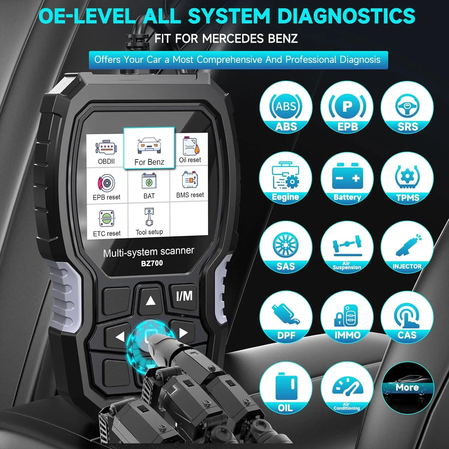 ANCEL BZ700 OBD2 Kfz-Scanner passend für Mercedes Benz Sprinter Smart, 9+ Reset Full System Car Code Reader Diagnosetool