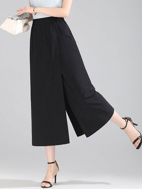 Summer Thin Ice Silk Wide Leg Pants Women's Casual Loose Fit Seven-Foot Pants High Waist Original Sle Lightweight Casual Tr...