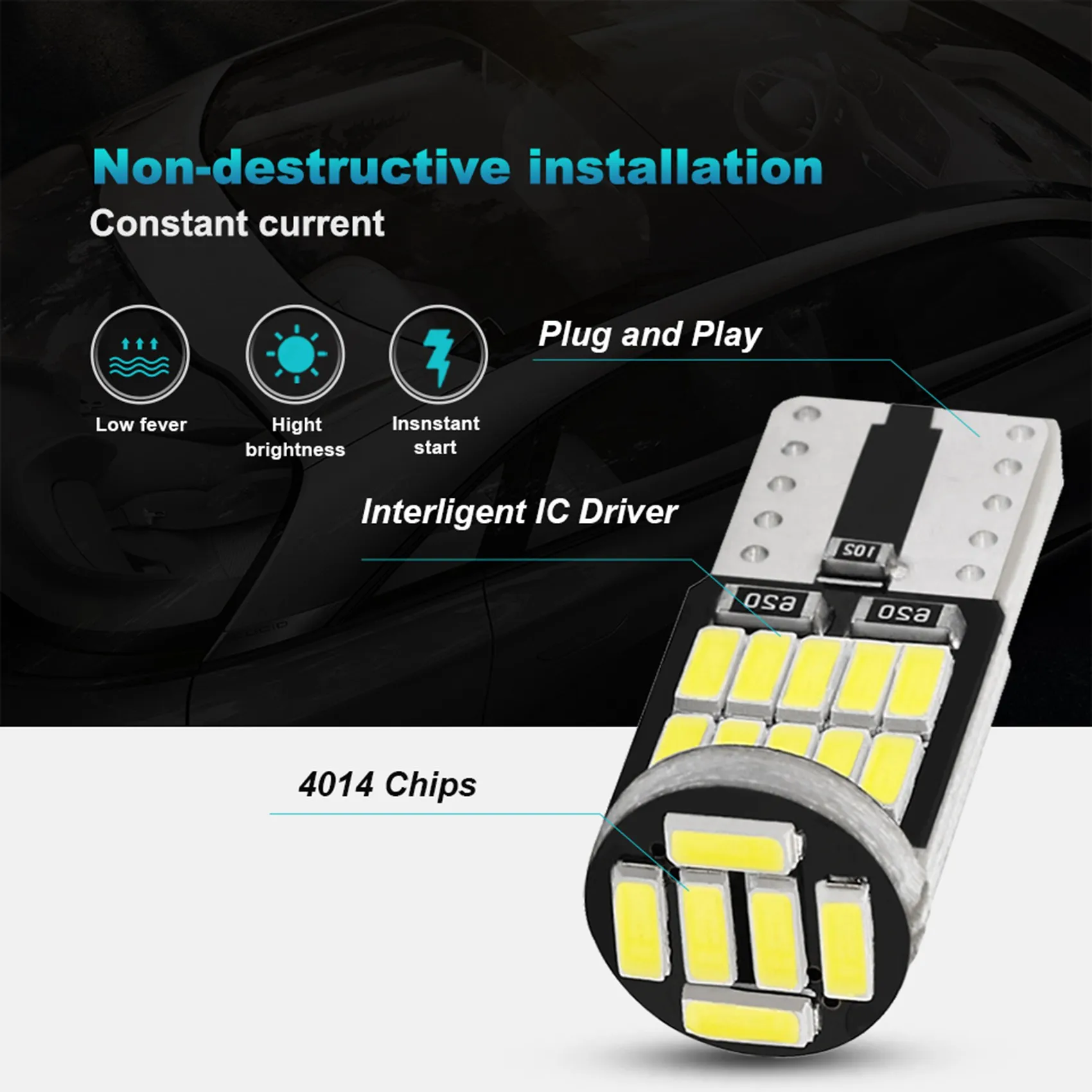 10 pz W5W T10 lampadine a LED 4014 26SMD interni auto cupola lampada da tetto targa lampada di segnalazione lampadine scatola di coda 12V luce bianca
