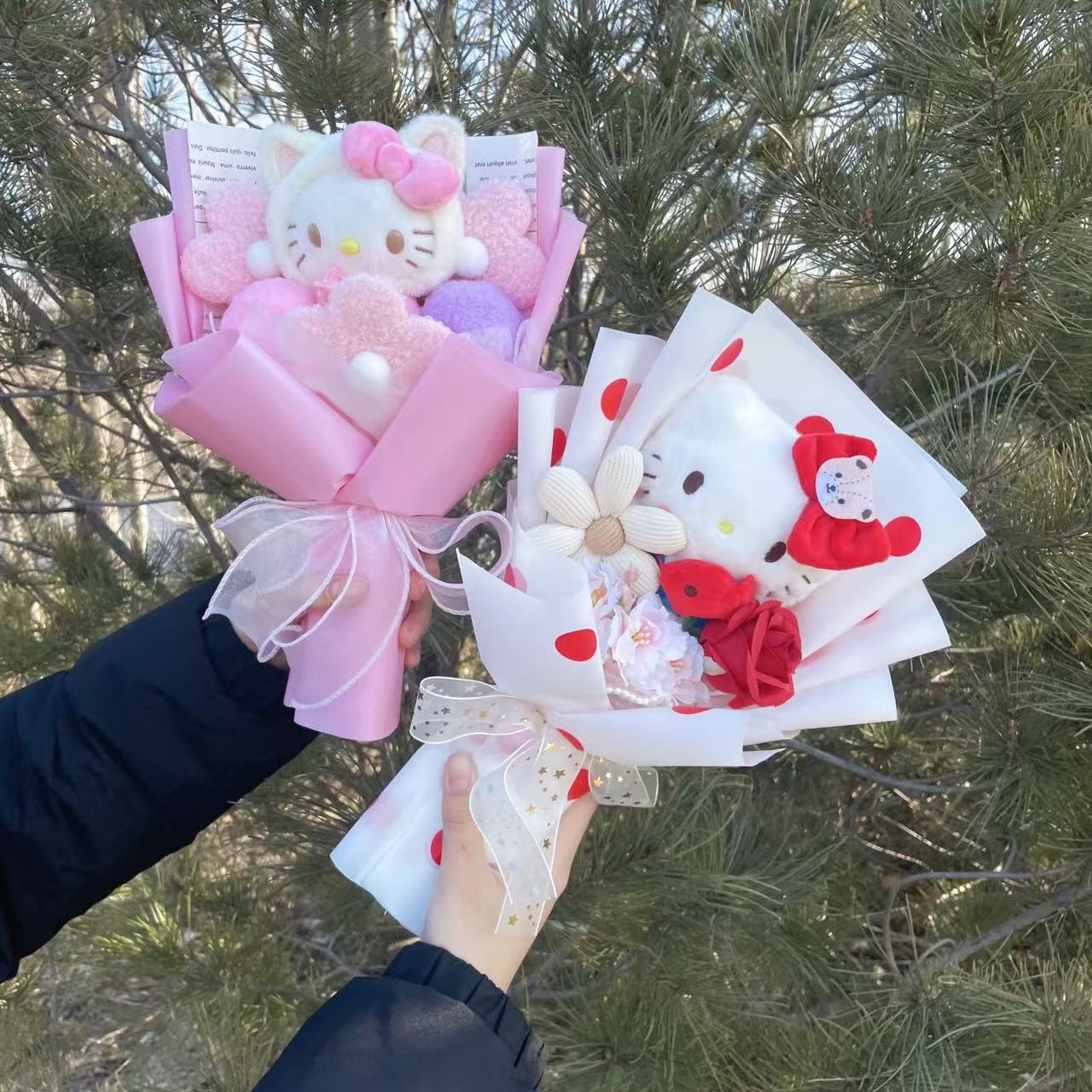 Мультфильм My Melody Kuromi Cinnamoroll Kt Cat, плюшевая кукла, креативный цветочный букет, подарок на день Святого Валентина, Рождество, выпускной, день рождения