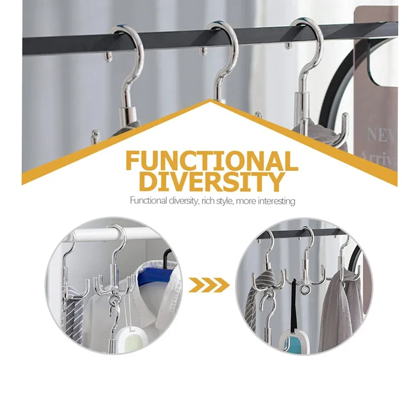 1/2 stücke Multifunktionale Rotierenden Kleidung Haken Schlag Kostenloser 4 Krallen Rotation Kleiderbügel Gürtel Organizer Schal Lagerung Rack Kleiderschrank