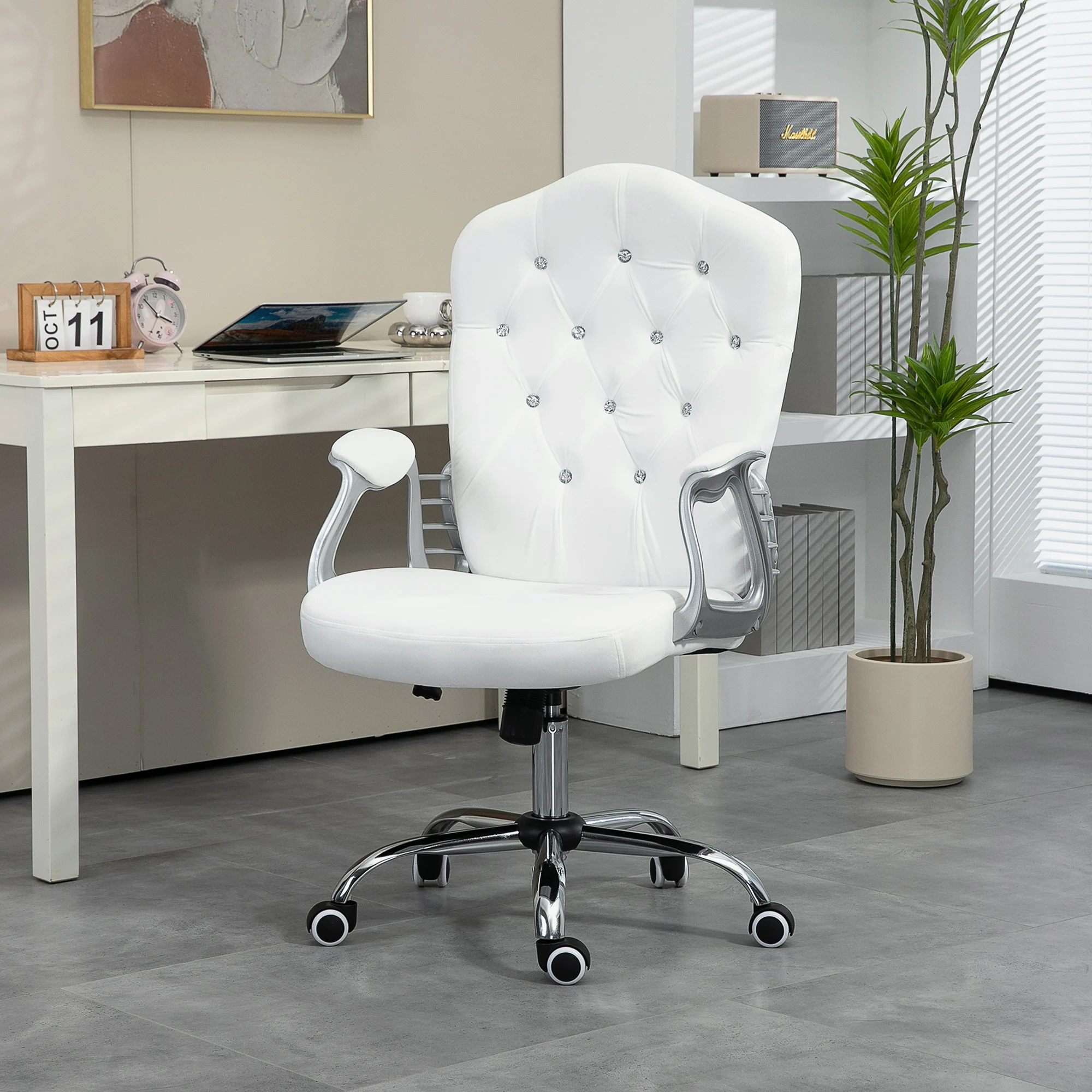 Vinsetto Home Office Chair with Adjustable Height Tilt Function White