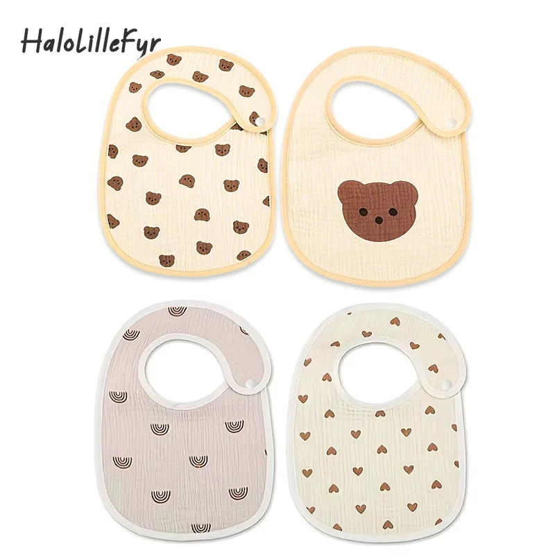Baberos de gasa de algodón para bebé recién nacido, paños impermeables para eructar, bufanda estampada, toalla de Saliva para niño pequeño, material de alimentación, 2 uds.