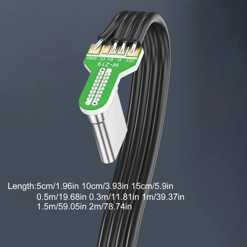 Cáp silicon phẳng USB C sang USB C linh hoạt góc trái/phải cho điện thoại máy ảnh 60W Truyền dữ liệu nhanh 480Mbps