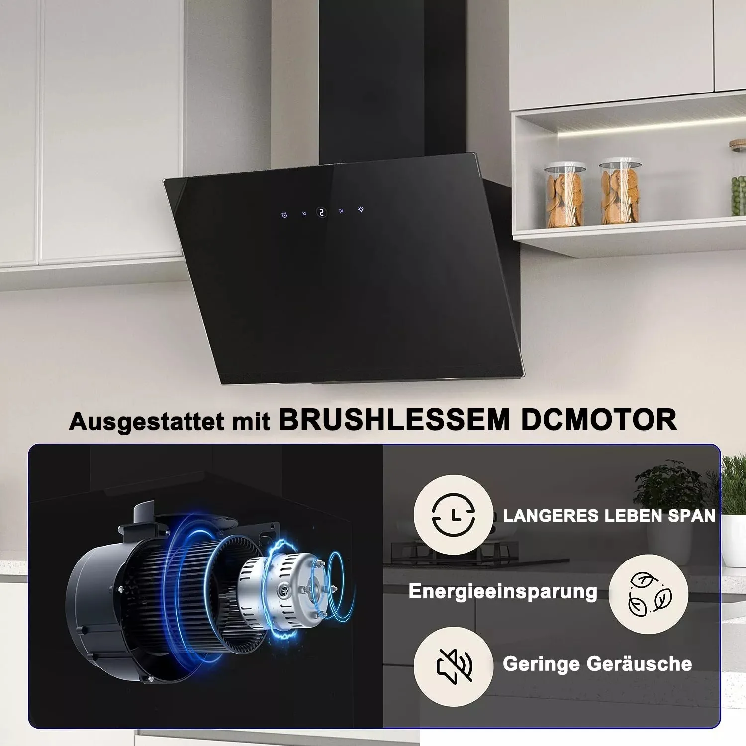 Extrator de parede 60cm, recirculação de ar de exaustão, display sensível ao toque, vidro a++ leds, exaustor de cozinha yywh0460