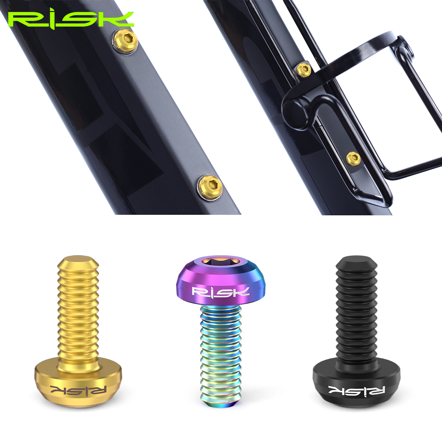 Risk M5x12mm soporte para botella de agua de bicicleta pernos de fijación aleación de titanio MTB bicicleta de carretera soporte para botella tornillos bomba de aire pernos fijos