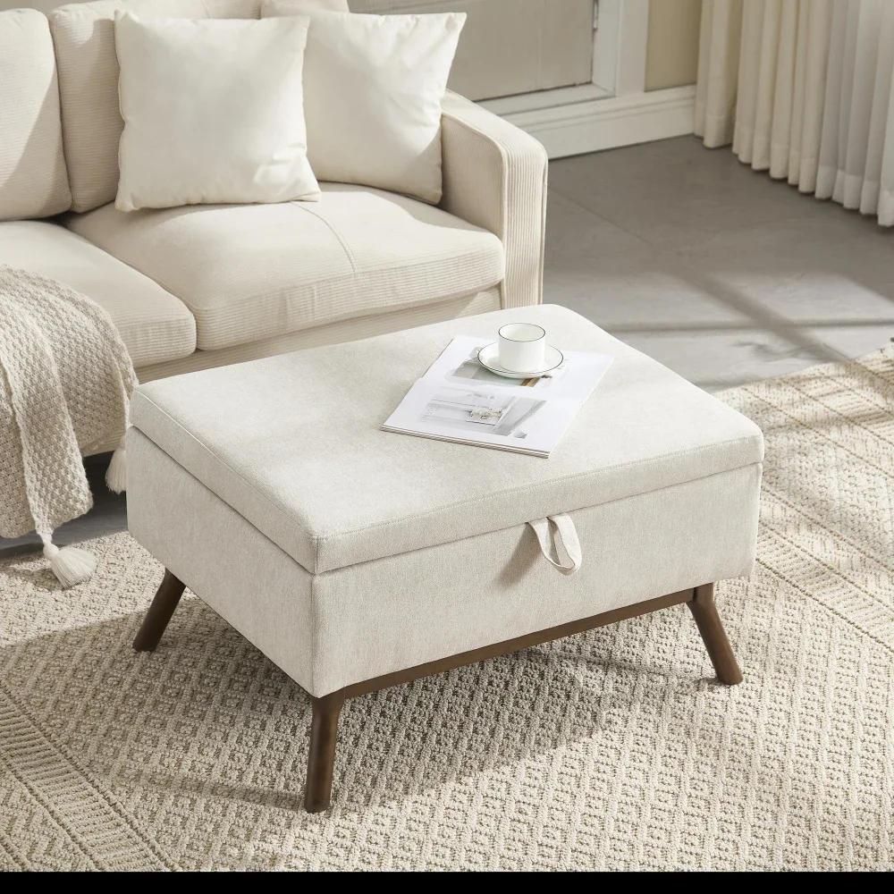 Mid-Century Modern Square Couchtisch-Aufbewahrungsbank, geeignet für Wohnzimmer und Familienzimmer, verwendet als Couchtisch, Schuhbank