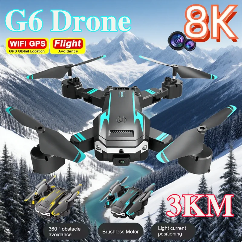 G6 drone 8k hd câmera dupla 3km alcance profissional fotografia aérea omnidirecional evitar obstáculos rc drone para crianças adultos