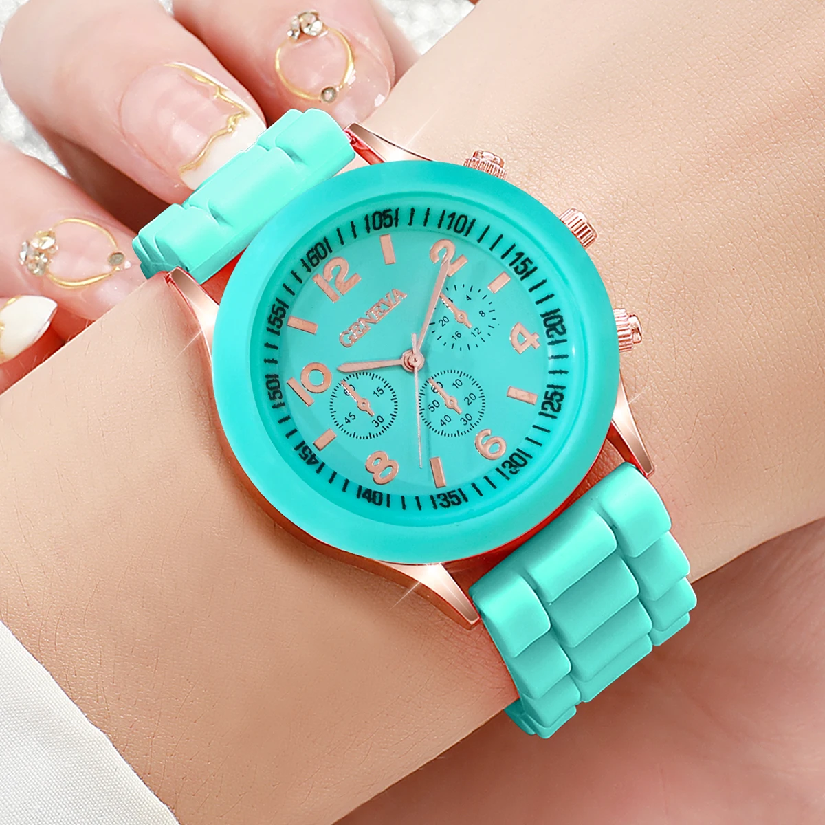 4 Stuks Mode Dameshorloges Casual Siliconen Band Analoog Quartz Horloge Set (Zonder Doos)
