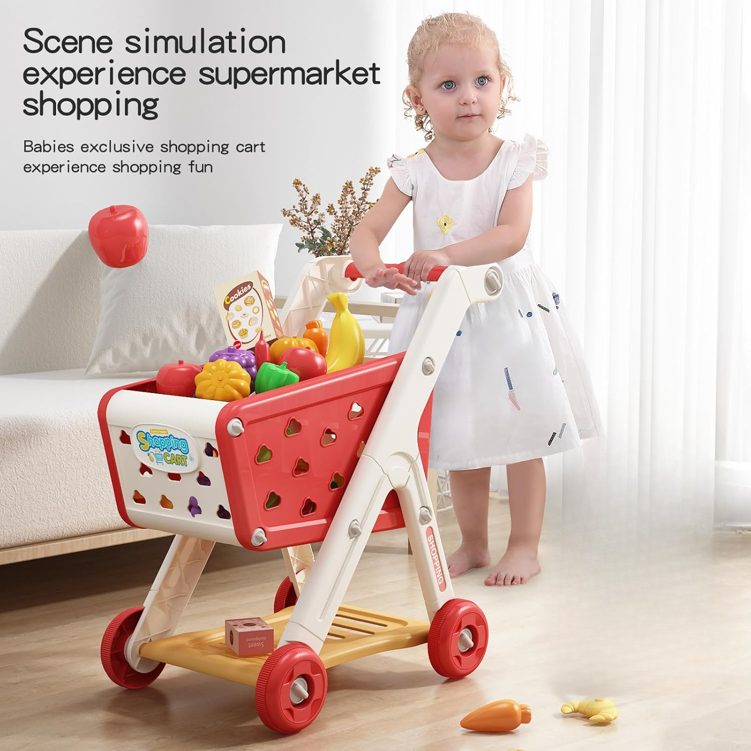 Carrinho de compras Trolley Play Set para crianças, jogos de RPG, playset de supermercado, acessórios para criança, crianças envelhecidas