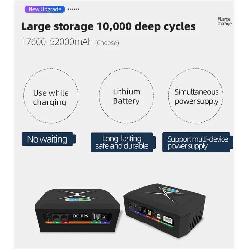 60W Multifunction Poe Ups Dc Ups Inbuilt Lithium Battery Mini Ups for Wifi Router 17600mAh 20800mAh 48000mAh 36W 60W 100W 120W