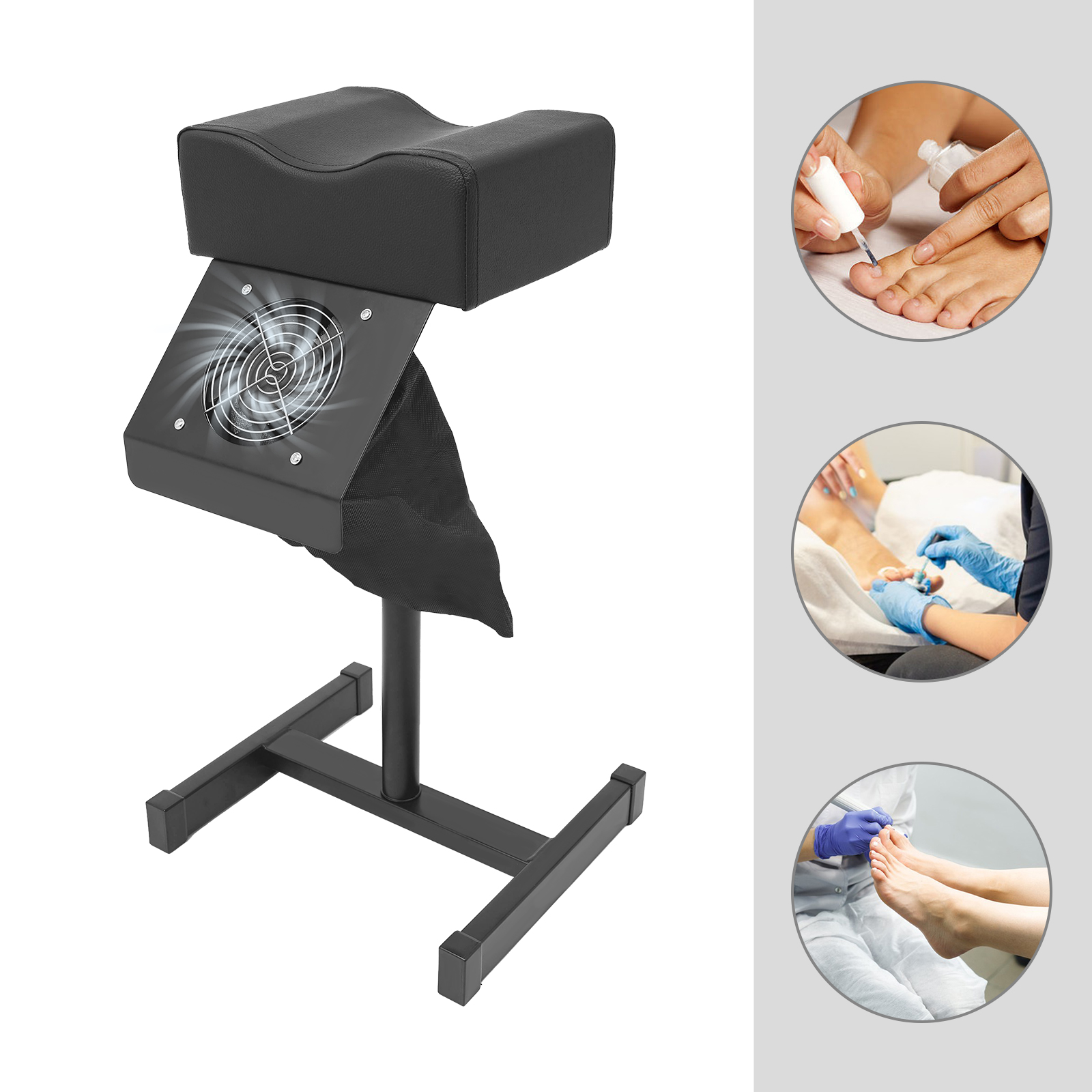 Sgabello per pedicure Sedia con capacità di carico di 10 kg Borsa per la polvere e sedia per unghie con aspirazione Sedia mobile per la cura dei piedi regolabile in altezza 48-68 cm