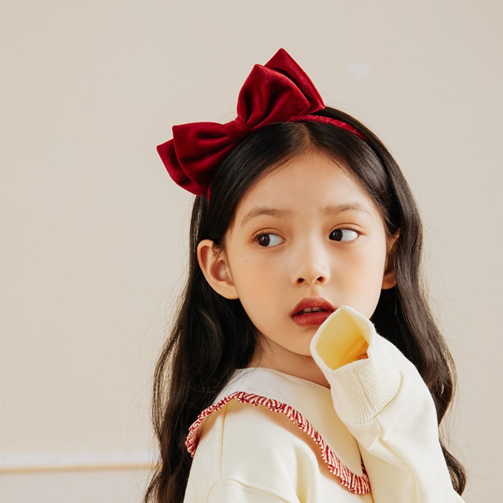 Ngọt Ngào Phụ Kiện Tóc Bạch Tuyết Tóc Đỏ Đen Nơ Dây Đeo Đầu Cho Bé Gái Nữ Mũ Đợi Đầu Đa Năng Retro Dây Thắt Nơ Băng Đô Quấn Tóc