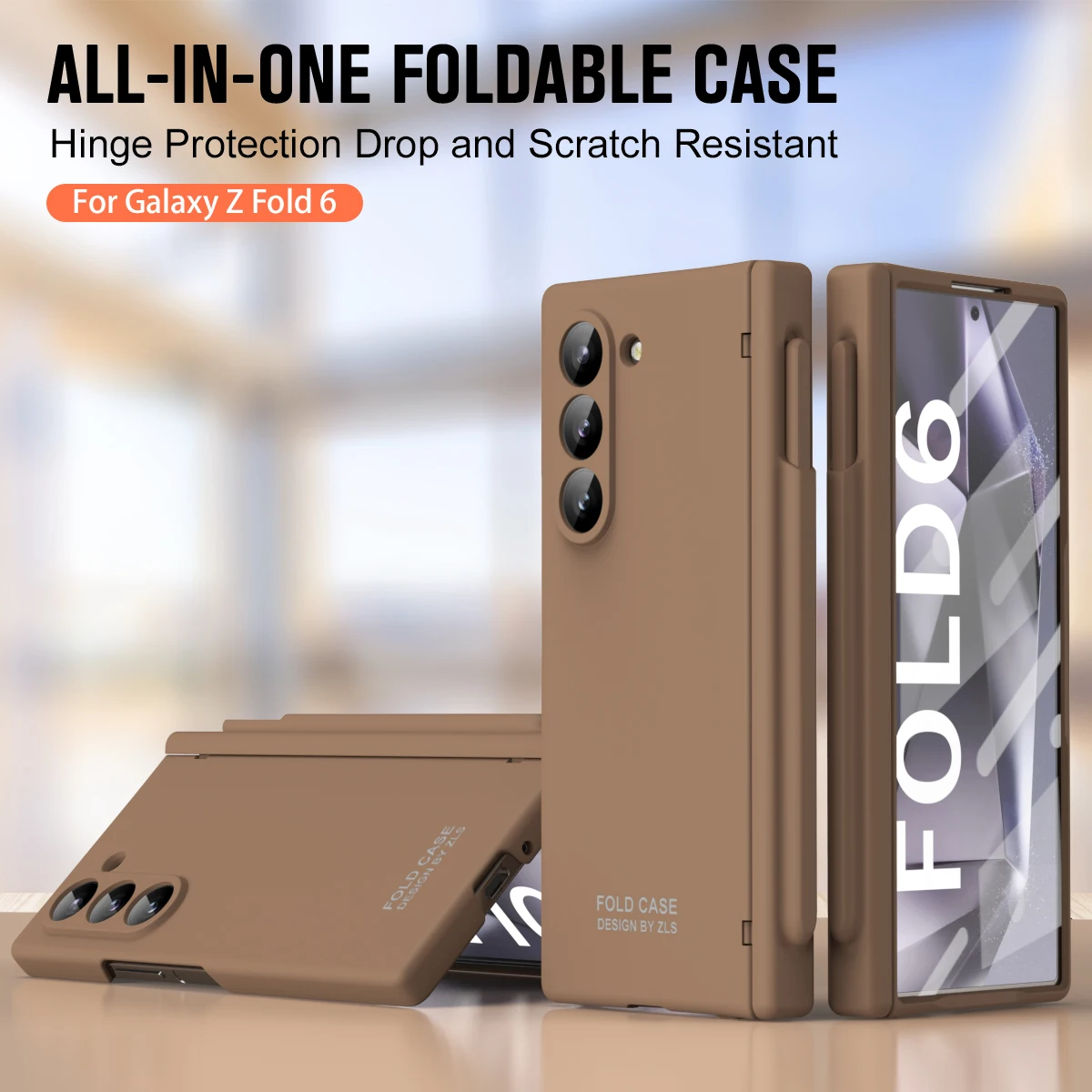 Casing Ponsel Engsel Warna Solid Mewah untuk Samsung Z Lipat 7 Z Lipat 6 Lipat 5 4 3 PC Sampul Keras Dilengkapi dengan Pelindung Layar
