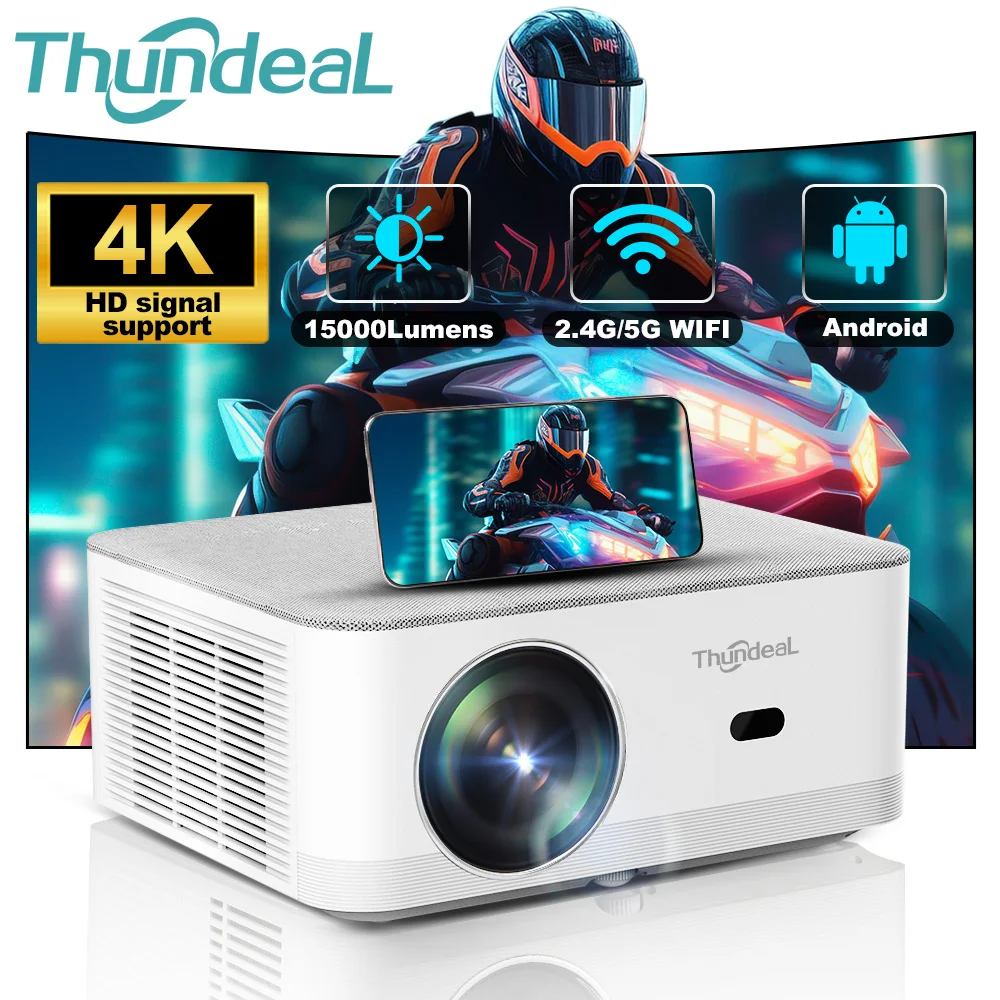 ThundeaL Mini Projetor Portátil TD92 Pro FHD 1080P Full HD Feixe 4K Vídeo WiFi Projetor Android TD92Pro Filme 3D Home Theater