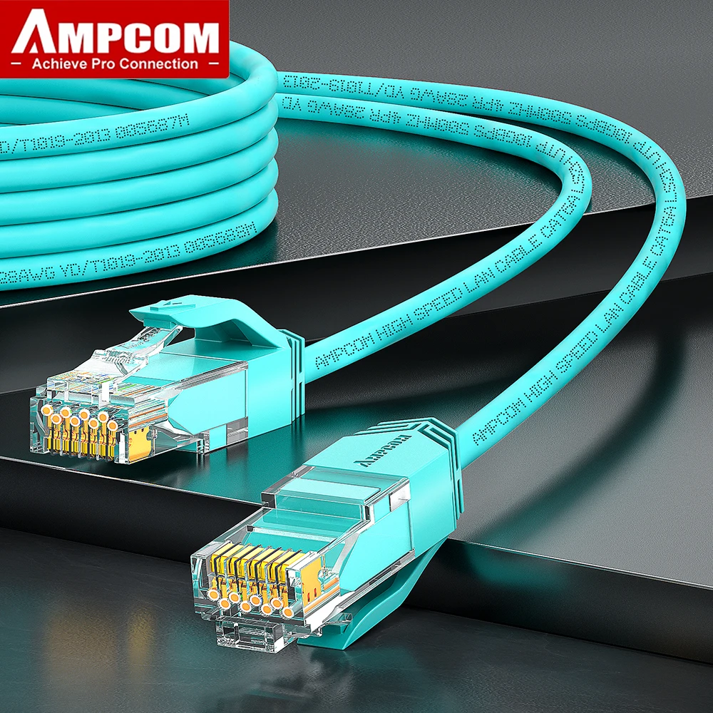Кабель AMPCOM Ethernet, ультратонкий сетевой кабель CAT6A RJ45, сетевой кабель UTP RJ 45, патч-корд для настольных компьютеров, модем-маршрутизатор