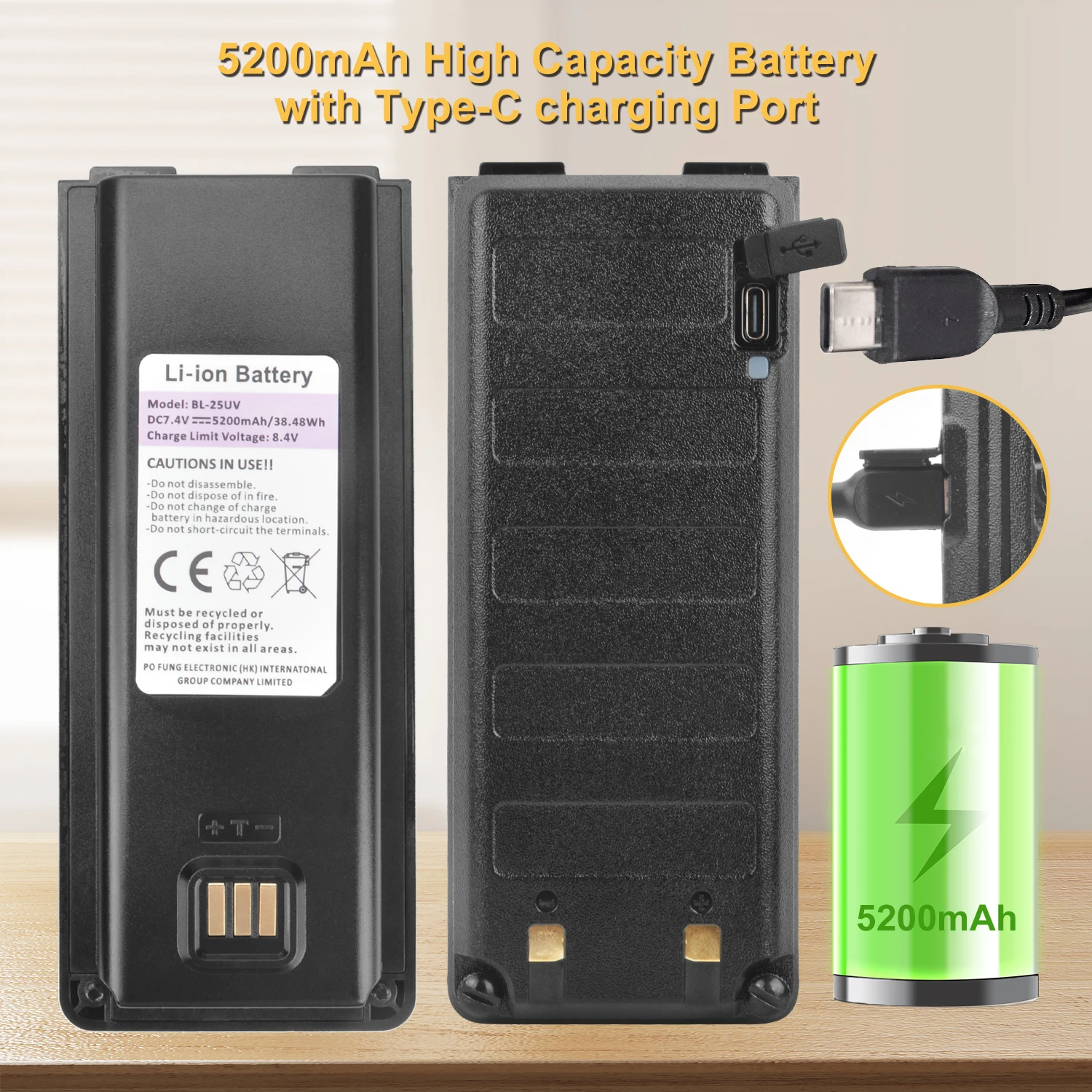 Baofeng UV-25PRO GPS Walkie Talkie 10W 1000Ch banda aérea multibanda FM Vox Radio bidireccional con batería recargable USB-C de 5200mAh