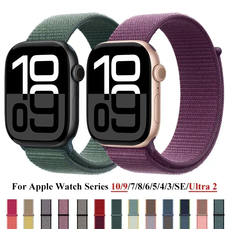 Nylon Loop Strap for Apple Watch Band 46mm 40mm 44mm 45mm 42mm 41mm 38mm Smart Belt Bracelet for IWatch Ultra 49mm 8/7/6/SE/5/4