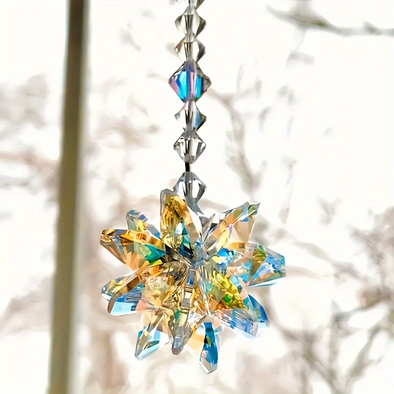 Atrapasueños de cristal brillante, adorno colgante de estrella de cristal para decoración de ventanas y oficinas, regalo de aniversario Ideal para ella/lui, 1 ud.
