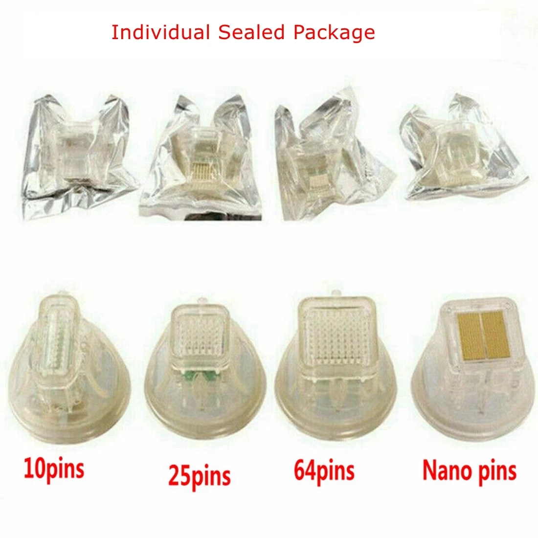 Non-insulated 4 Tips RF Cartridges 10/25/64 pins and Nano for Microneedle Fractional RF Radio Frequency Machine