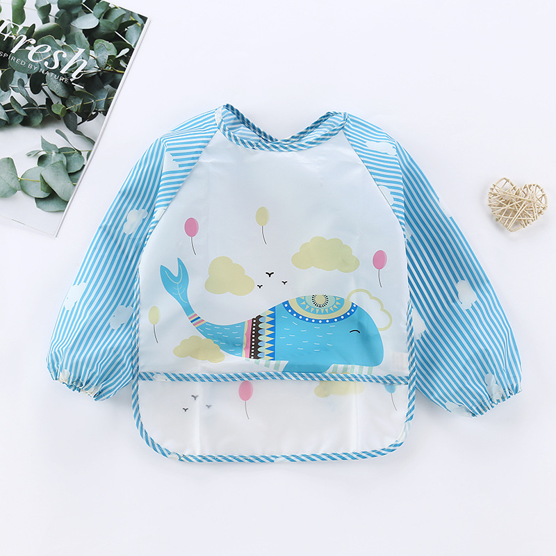 1 stücke Baby Langarm Schal Wasserdicht Kleinkind Kunst Kittel Fütterung Lätzchen Schürze Tasche Infant Jungen Mädchen Spucktuch Banana Lätzchen