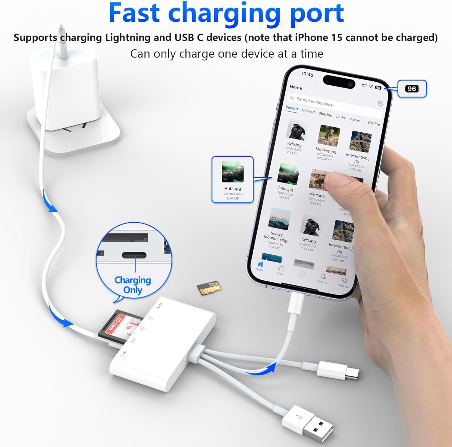 Устройство чтения карт памяти типа C, USB и Lightning-SD для iPhone, iPad, Android, Mac Book, компьютера, камеры, жесткого диска и флэш-памяти, 5-в-1