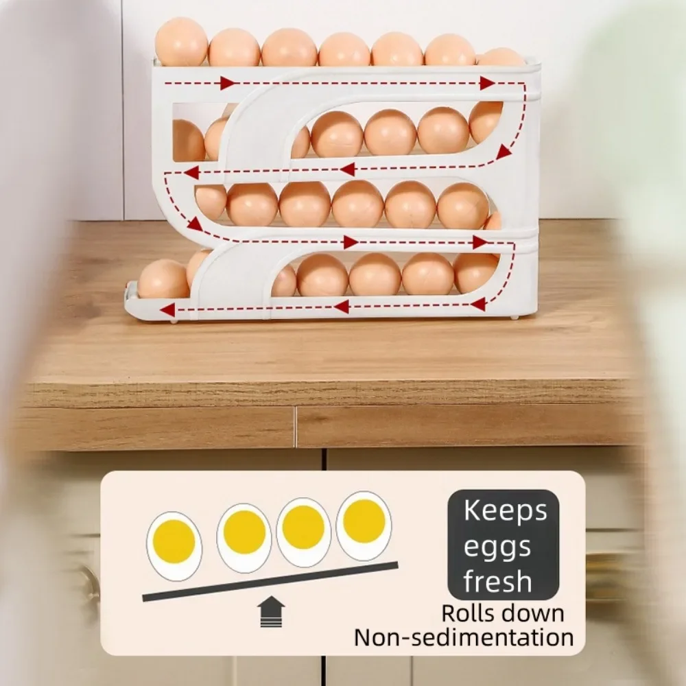 Egg Dispenser Automatic Rolling Egg Tray Organizer, Space Saving Refrigerator Egg Roller,Holds 20/30 Eggs Simultaneously