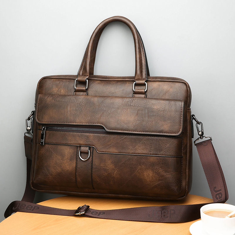 Maleta retrô para homens, couro PU clássico, marca de luxo, bolsa de negócios, bolsa de ombro crossbody, bolsa de couro genuíno