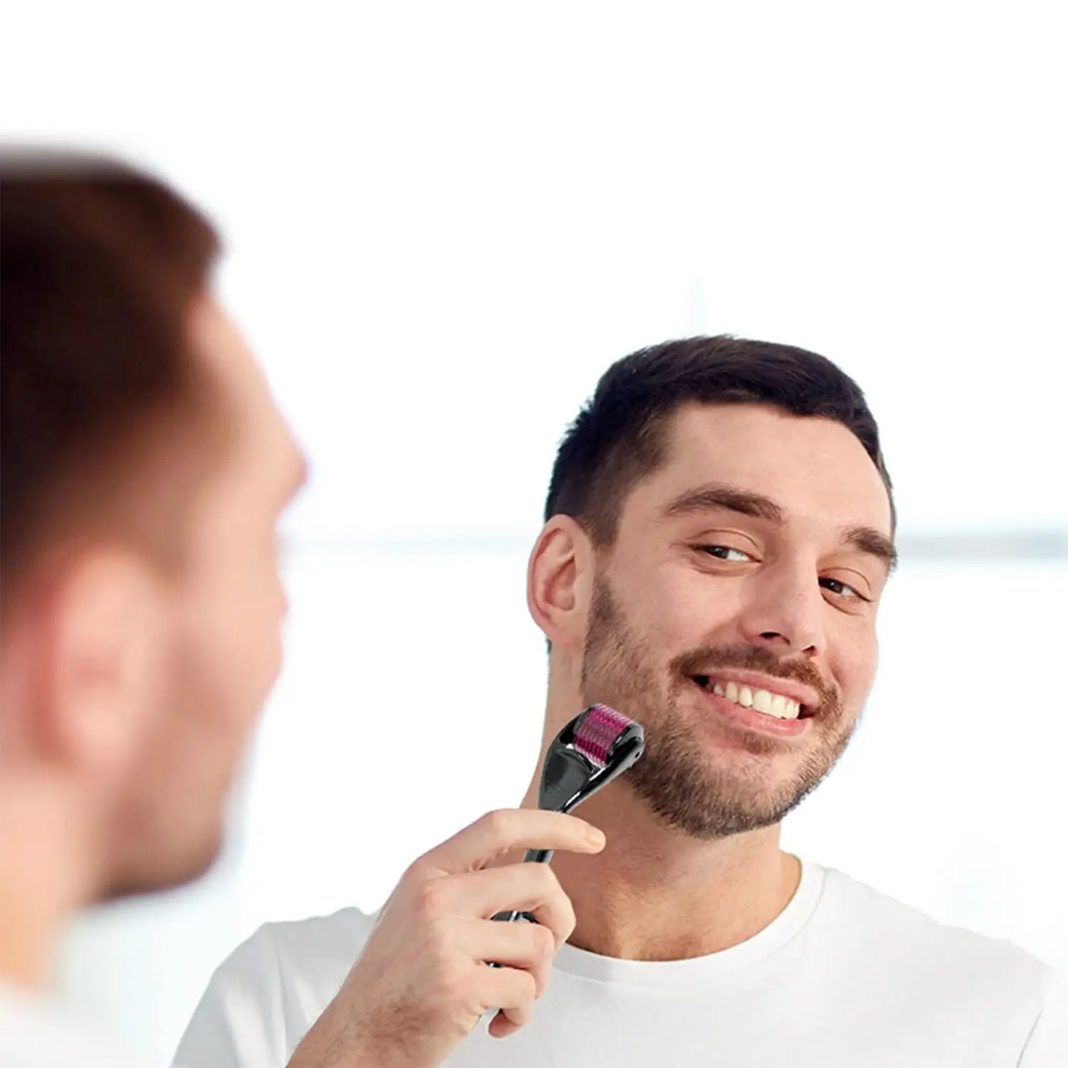 Microagulha derma rolo crescimento do cabelo barba microagulha ferramentas para cuidados com a pele facial profissional dispositivo de beleza massagem portátil