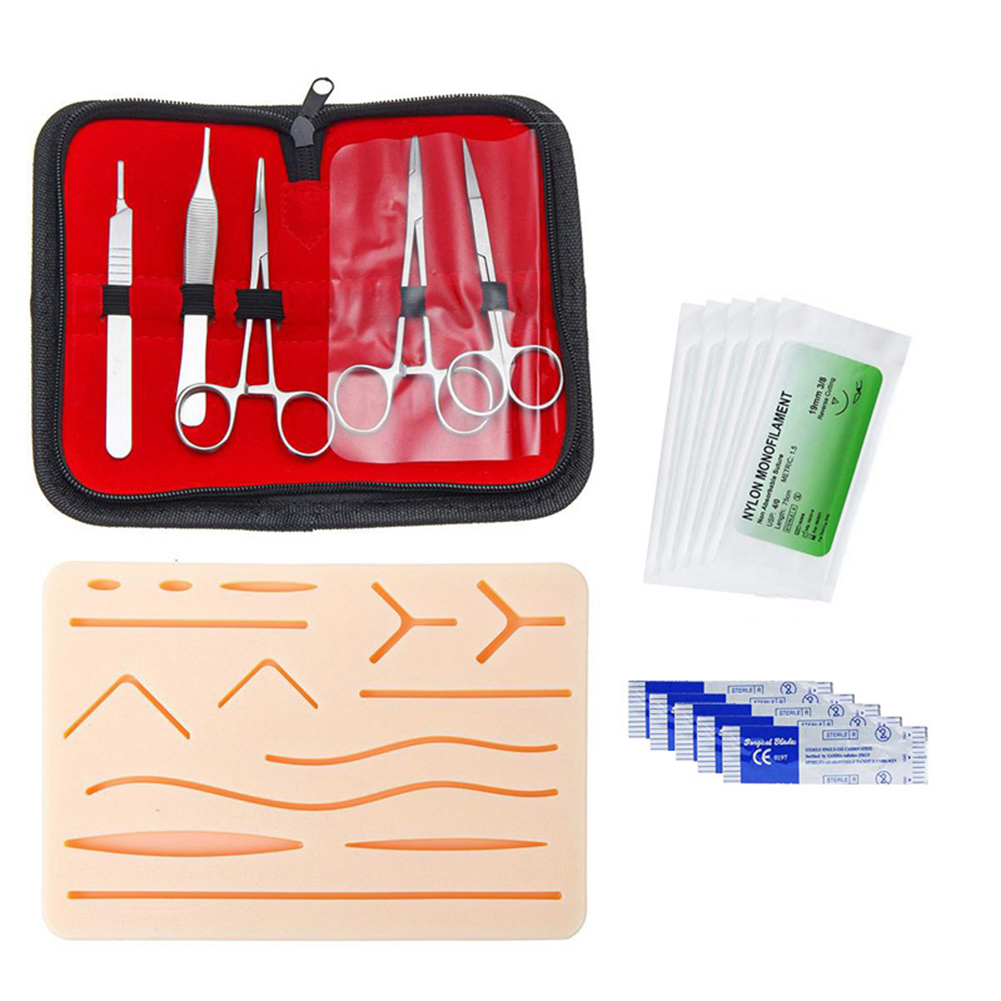 17 ชิ้น/เซ็ต Skin Suture Kit นักเรียนแพทย์ผ่าตัด Suture Practice ชุดผ่าตัดผิวใช้งาน Suture อุปกรณ์การสอน