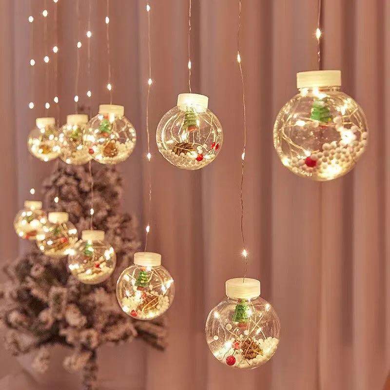 クリスマスウィッシュボールled妖精カーテンライトストリング結婚式の休日ガーランドランプホームルームパーティー装飾navidad