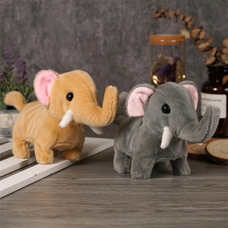 Cute Electric Plush Elephant Children's Simulation Walking Sound Effect Shaking Tail Electronic Pet Children's Plush Doll Gift