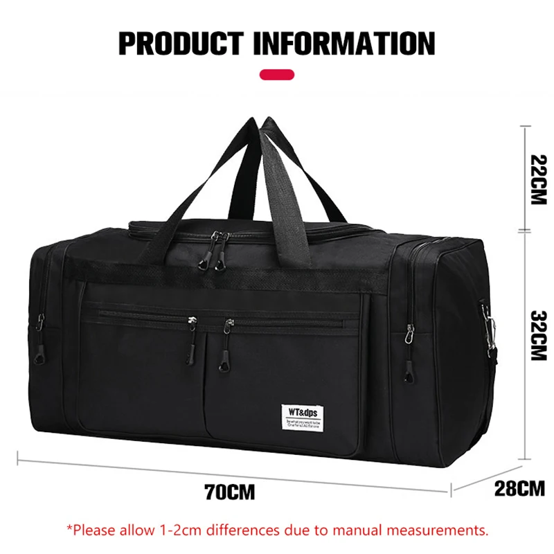 70L ยิมกระเป๋าเดินทางกระเป๋าเดินทางพับได้กีฬาขนาดใหญ่ 70 ซม.Duffel สําหรับผู้หญิงผู้ชายกระเป๋าถือมัลติฟังก์ชั่ Weekender กระเป๋า XA831F