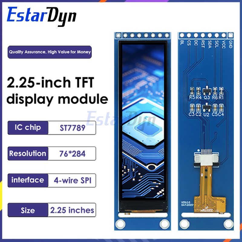 Estardyn 2,25 pulgadas TFT LCD ST7789 pantalla pequeña 76*284 módulo LCD pantalla a color SPI de vista completa