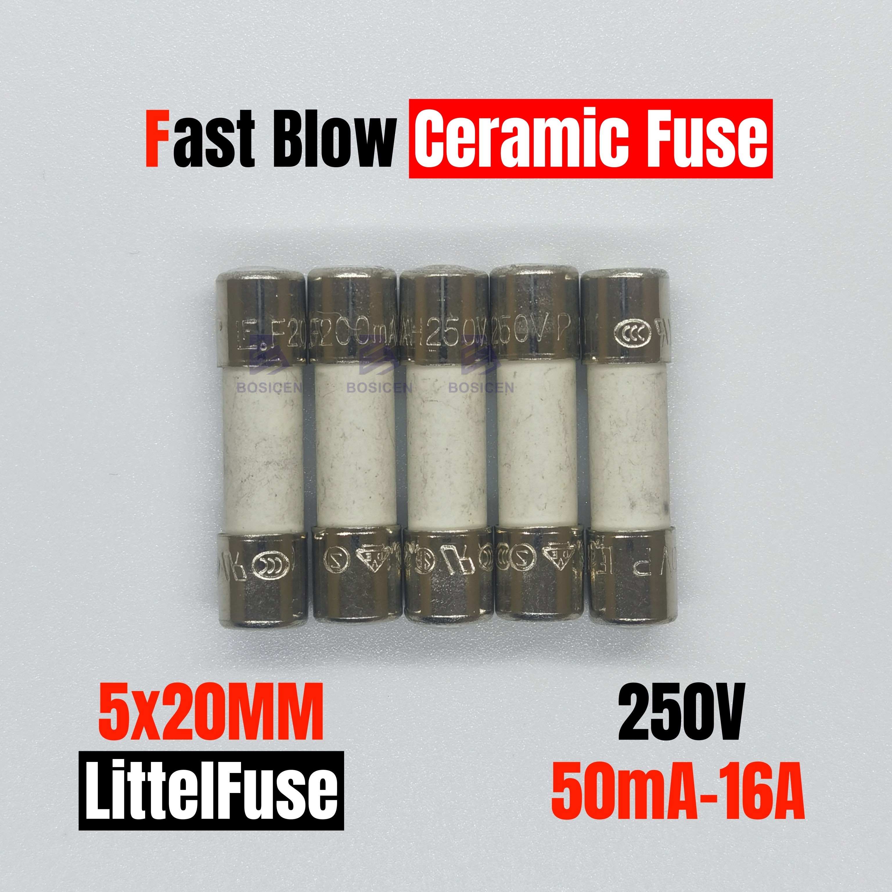 5PCS LF 216 Flink keramik Sicherung 5*20 5x20mm 250V 50MA 63MA 125MA 160MA 200MA 250MA 0,5A 630MA 0,8A 2A 6,3A 8A 10A 12,5A 16A