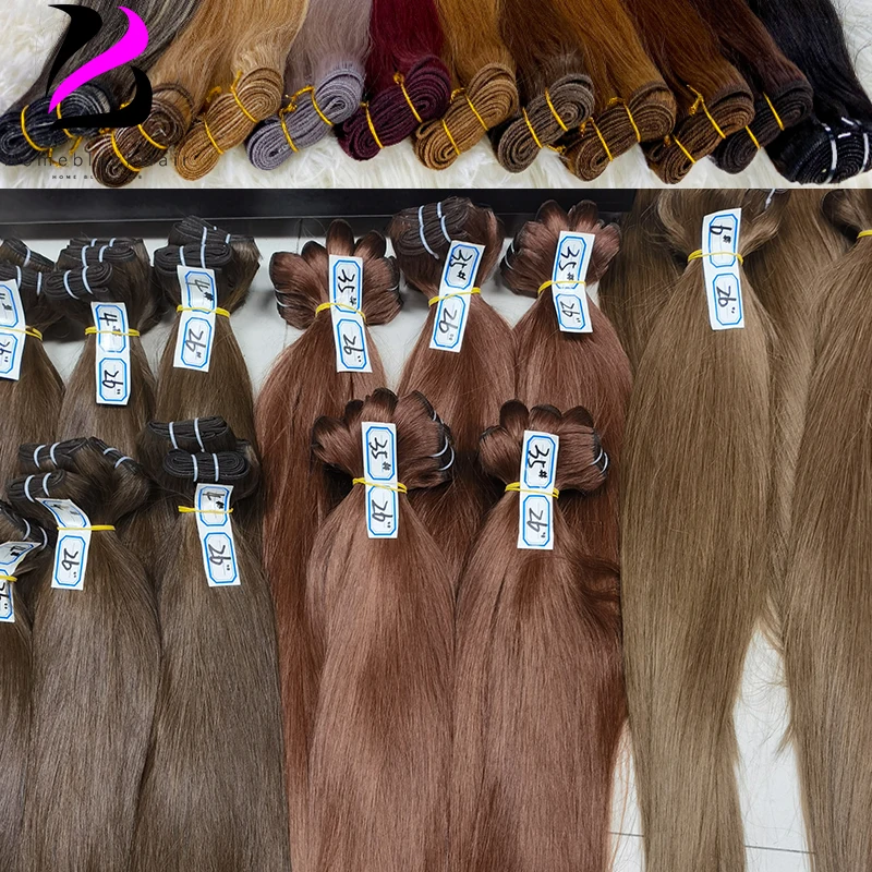 Cabelo humano liso tece brasileiro remy feixes de cabelo humano costurar em extensões de trama em linha reta cabelo natural loiro cru 18-30 polegada