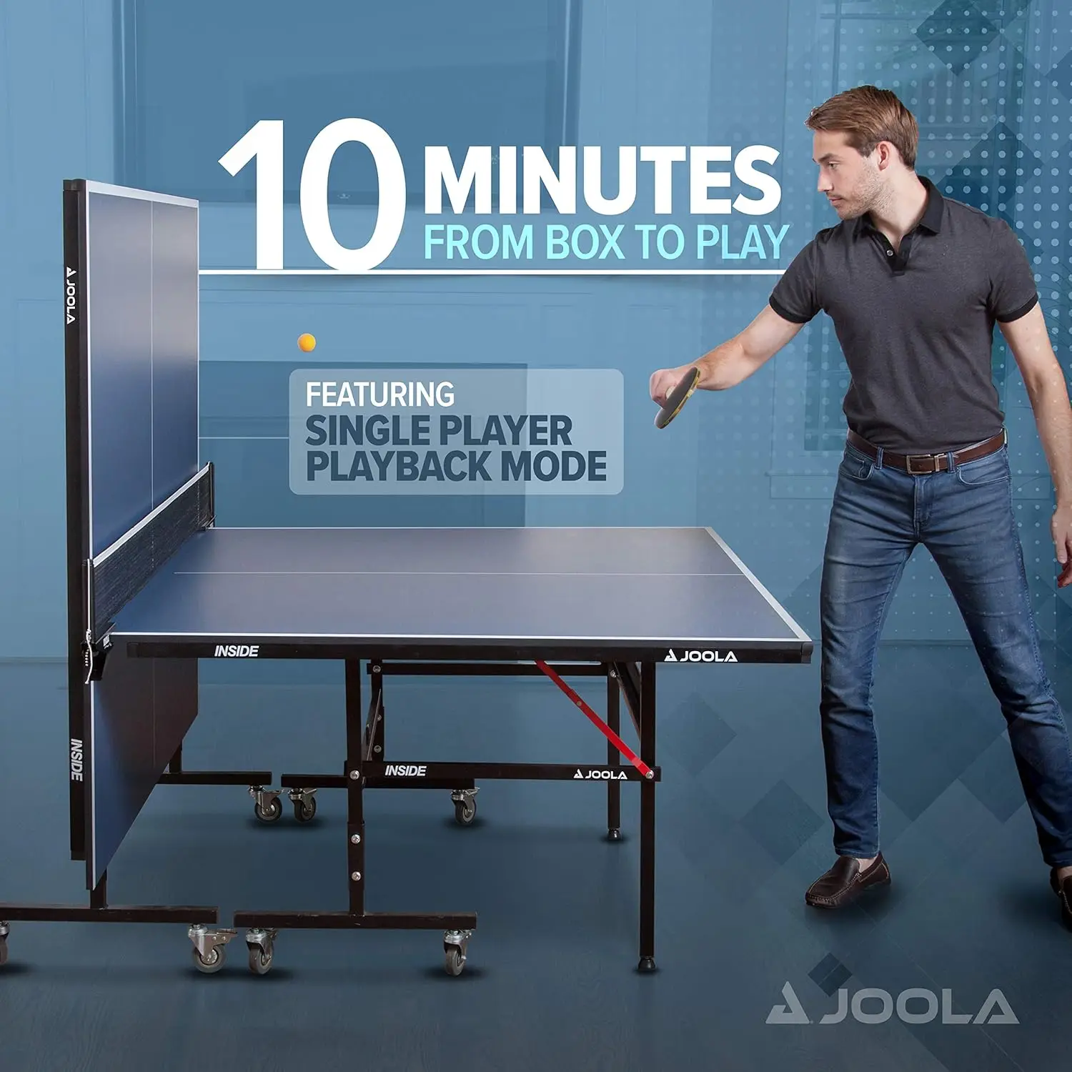 Inside  Professional MDF Indoor Table Tennis Table with Quick Clamp Ping Pong Net and Post Set  10 Minute Easy Assembly