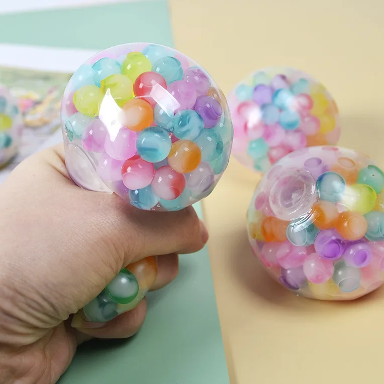 6 センチメートル子供エキゾチックピンチ虹ビーズ減圧ボールベントボール減圧おもちゃ TPR ピンチルブドウボール大人のおもちゃ